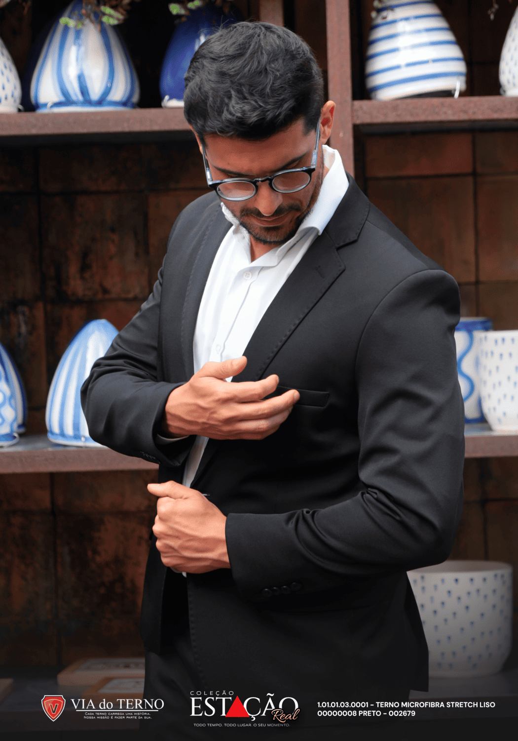 14 terno slim microfibra preto fosco