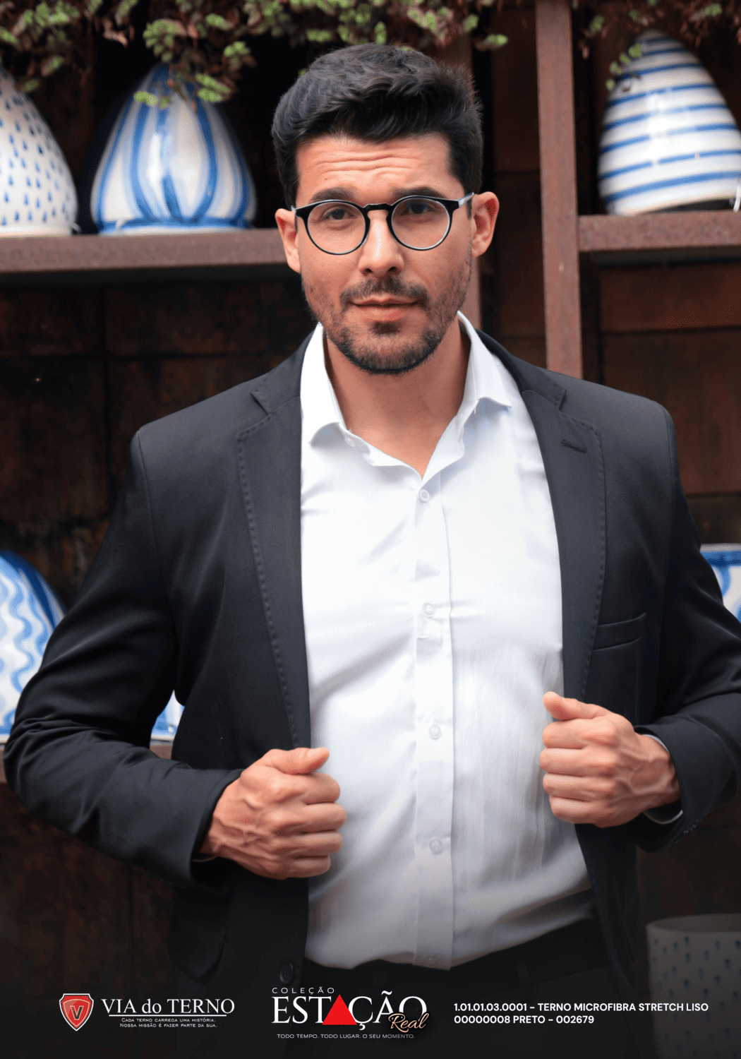 15 terno slim microfibra preto fosco