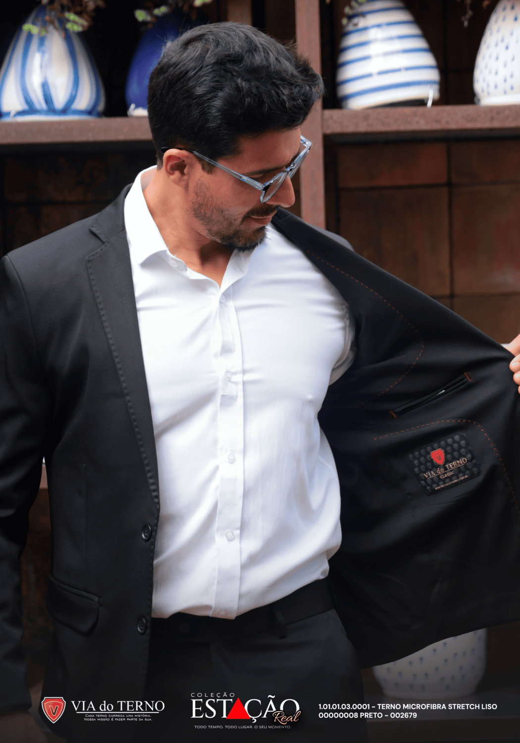 16 terno slim microfibra preto fosco