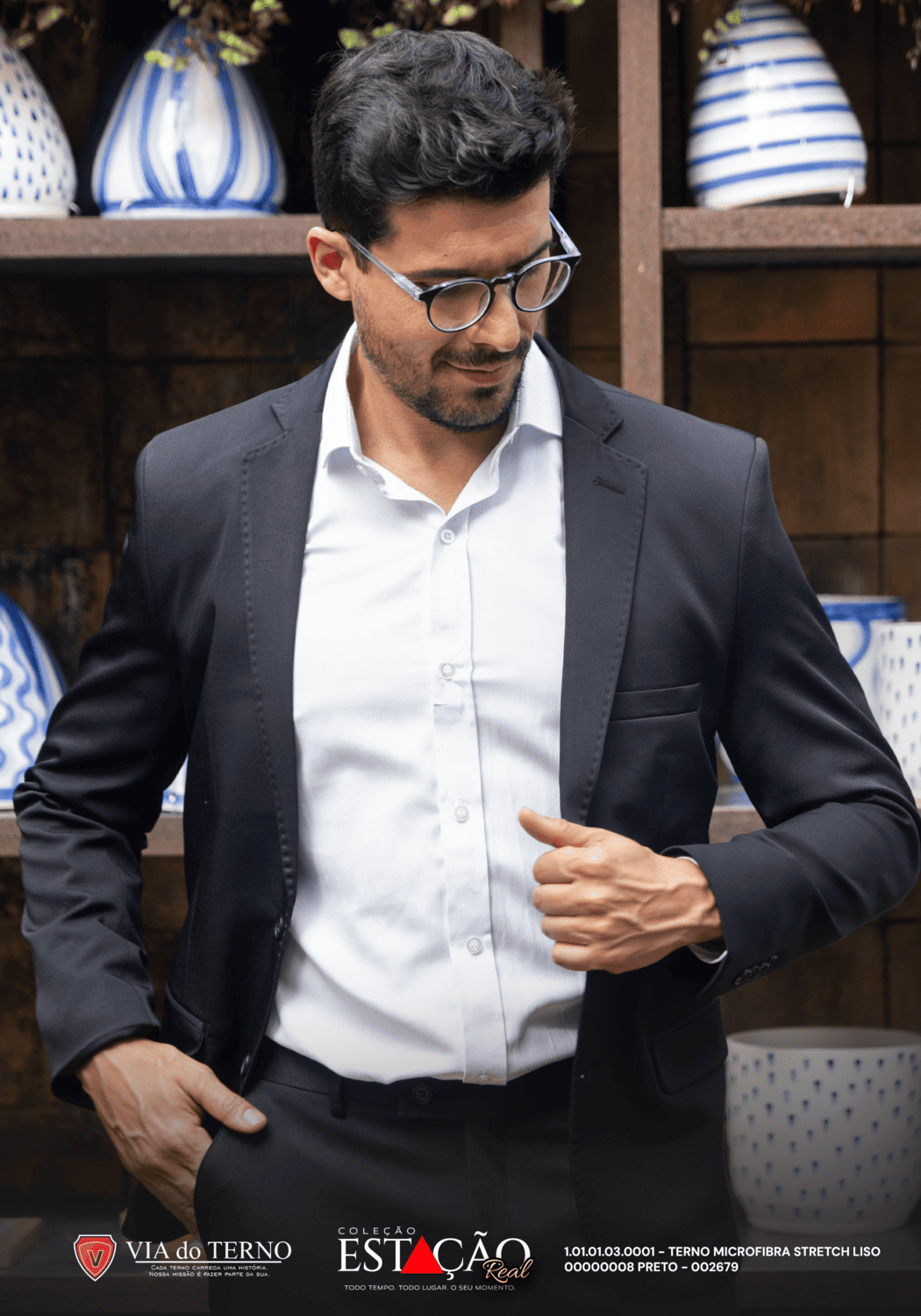 17 terno slim microfibra preto fosco