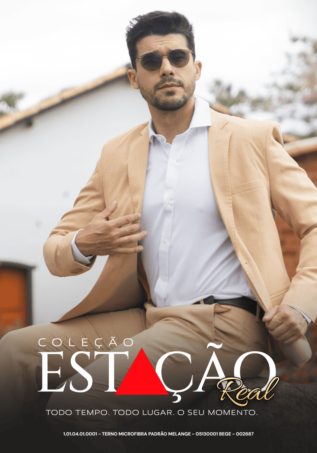 08 terno slim microfibra bege melange