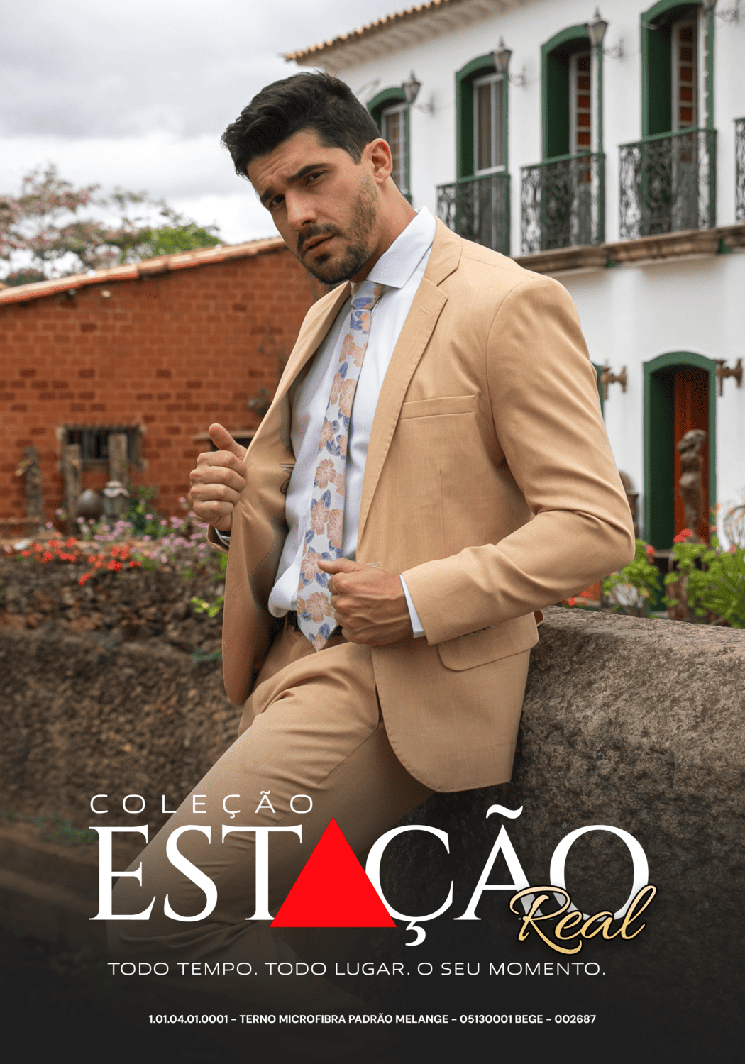 09 terno slim microfibra bege melange