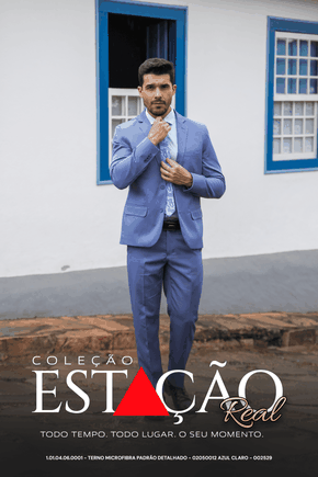 Terno Slim Microfibra - Azul Claro Detalhado