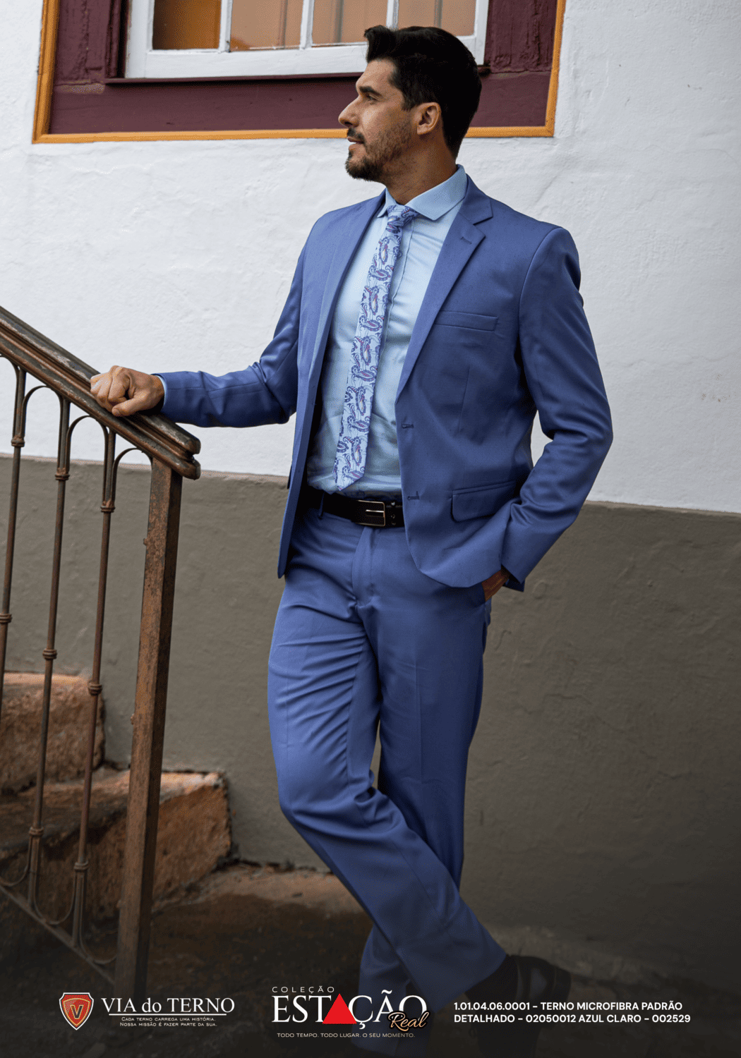 12 terno slim microfibra azul claro detalhado