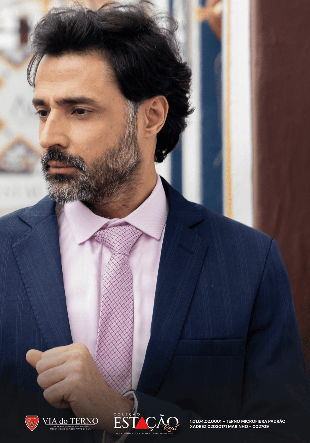 14 terno slim microfibra azul marinho xadrez