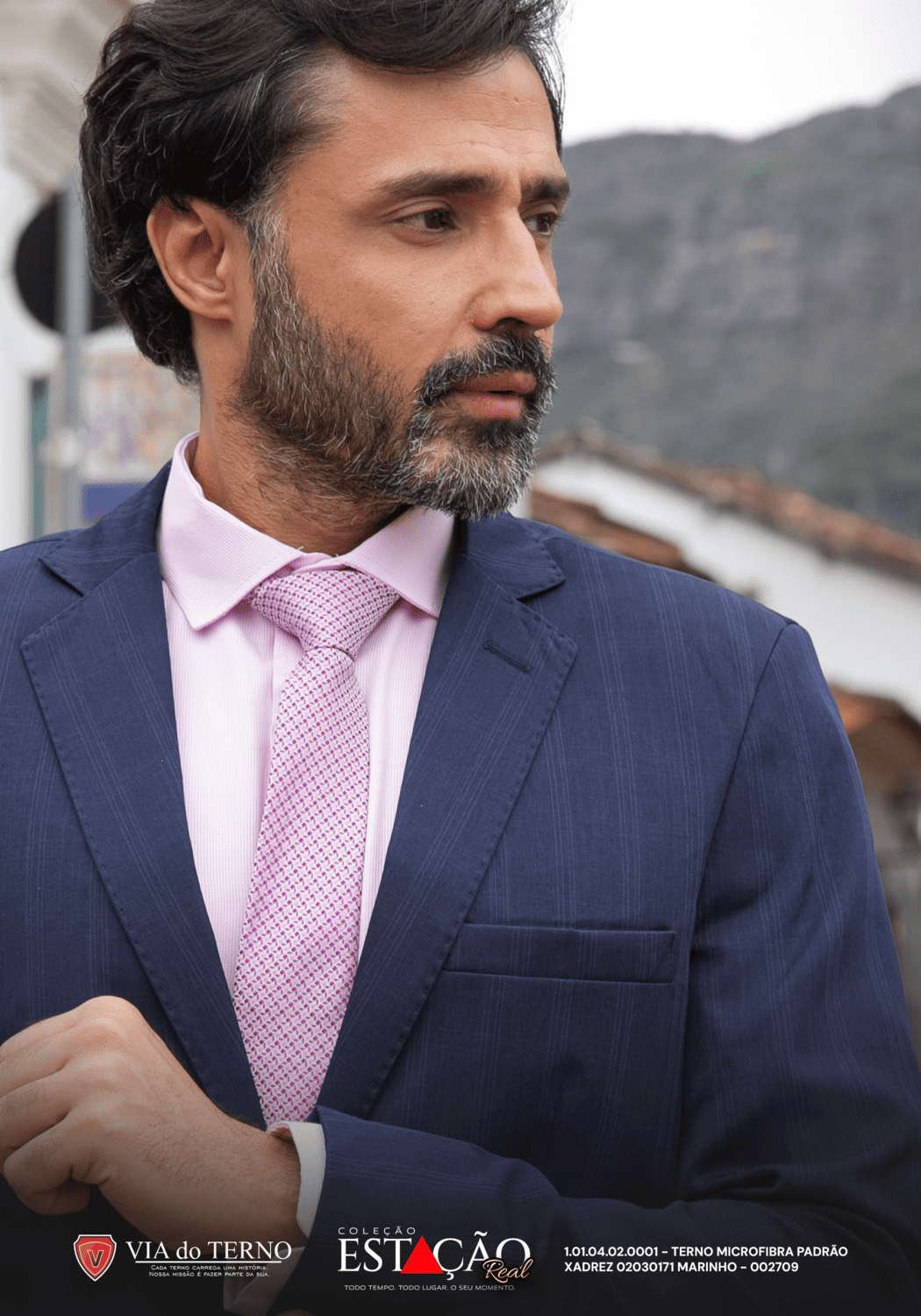 17 terno slim microfibra azul marinho xadrez