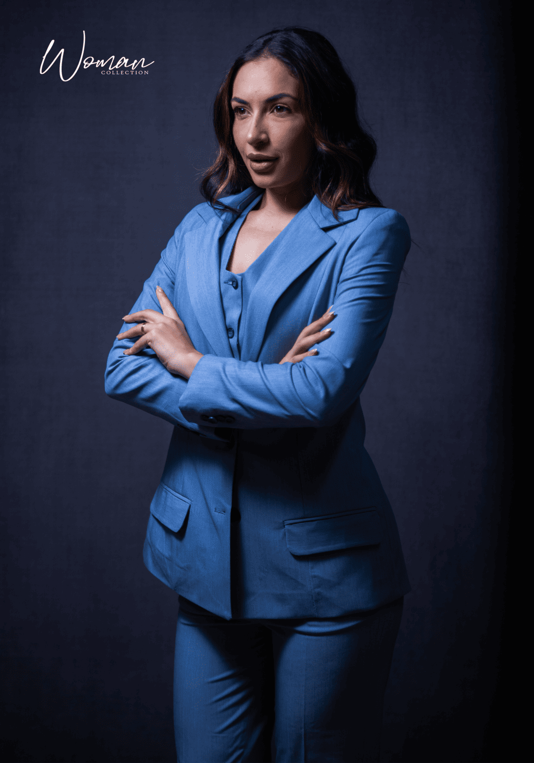 02 conjunto de alfaiataria feminino azul nevoa