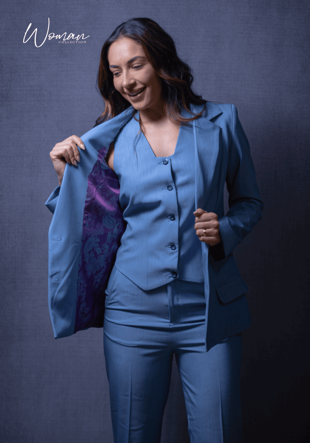 04 conjunto de alfaiataria feminino azul nevoa