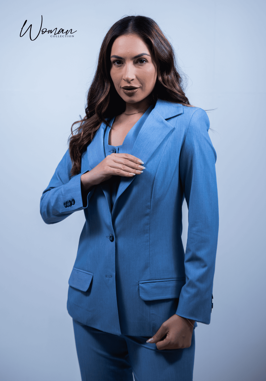 05 conjunto de alfaiataria feminino azul nevoa