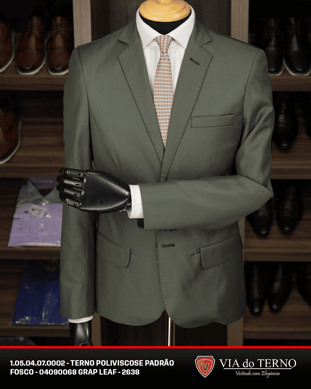 03 terno poliviscose padrao fosco grean leaf grap leaf