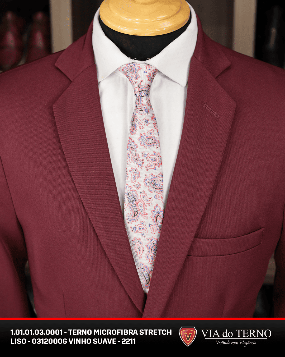 02 terno slim microfibra vinho suave