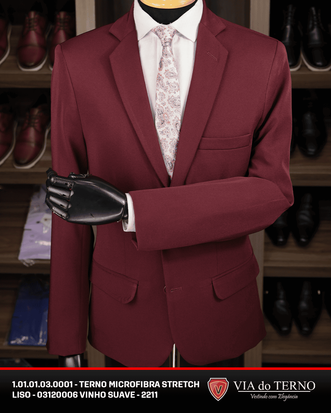 03 terno slim microfibra vinho suave