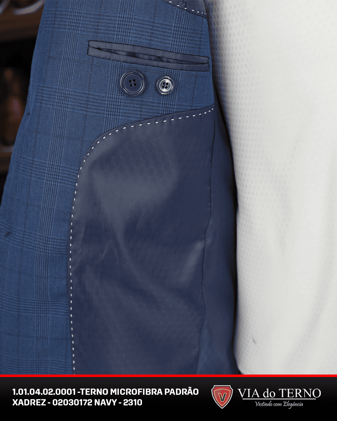 03 terno slim microfibra xadrez azul navy