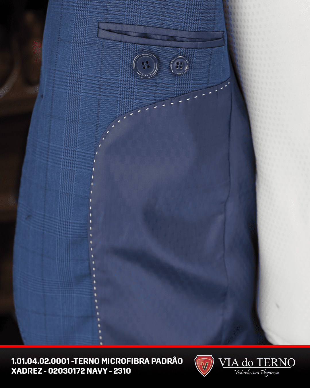 04 terno slim microfibra xadrez azul navy