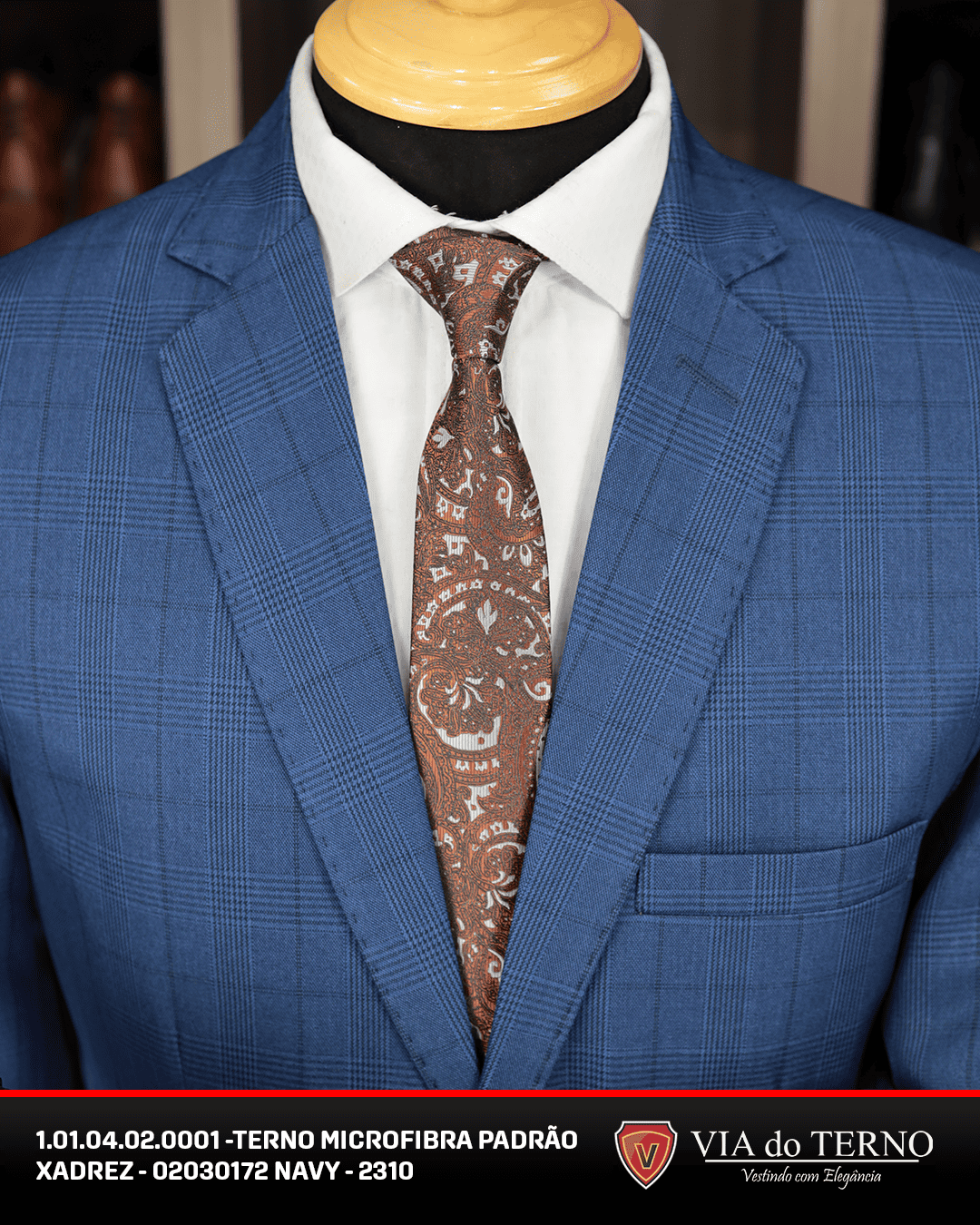 07 terno slim microfibra xadrez azul navy