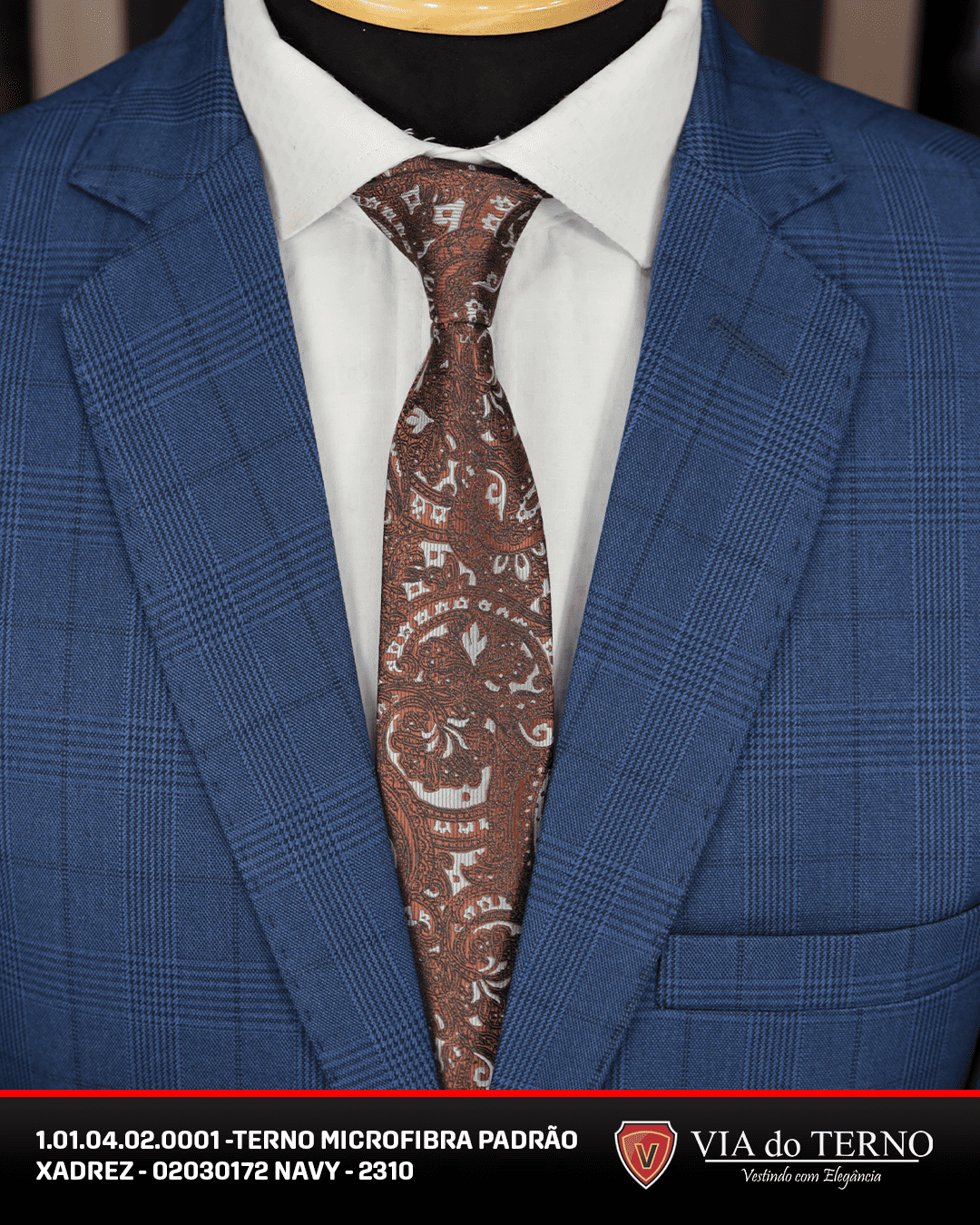 09 terno slim microfibra xadrez azul navy