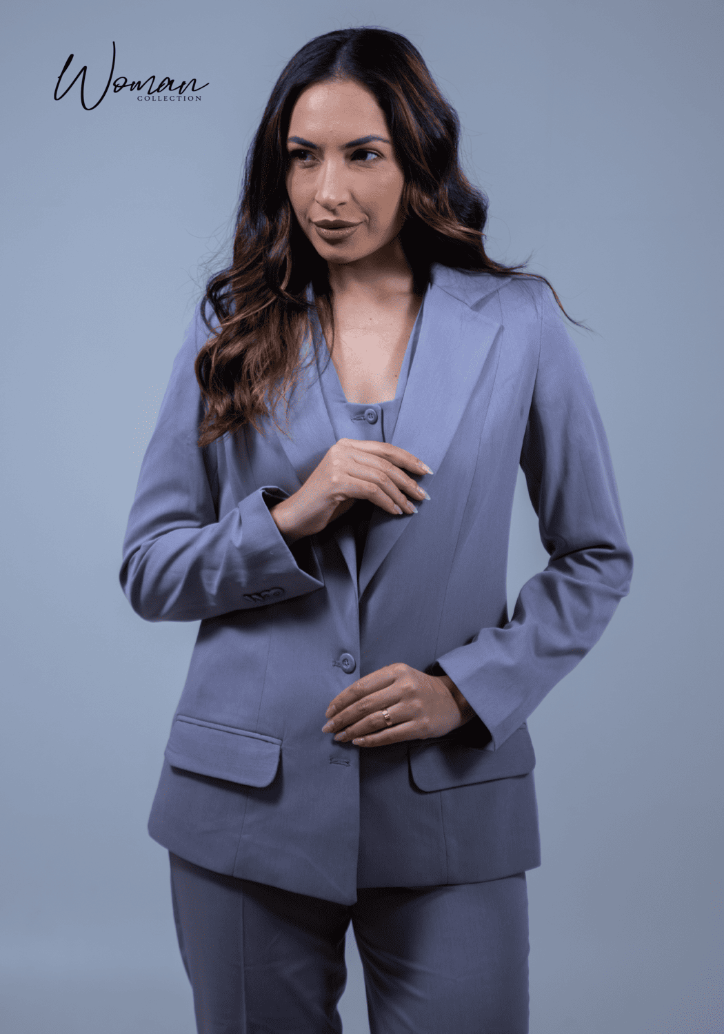 02 conjunto feminino de alfaiataria cecilia cinza fosco