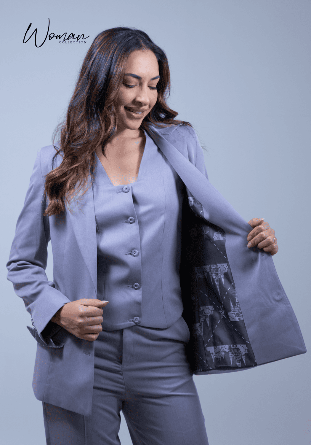 05 conjunto feminino de alfaiataria cecilia cinza fosco