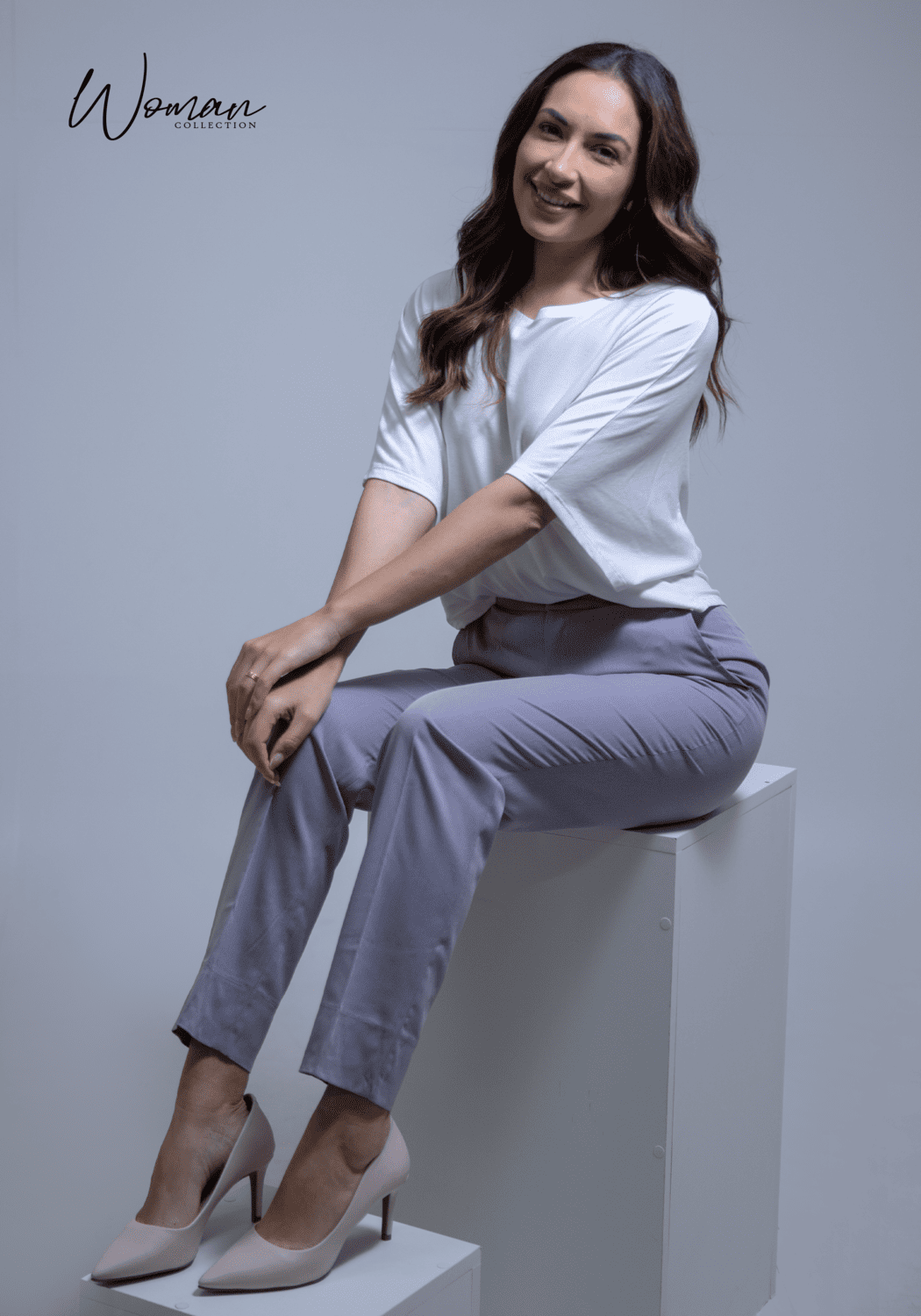 04 calca feminia de alfaiataria cinza fosco colecao cecilia