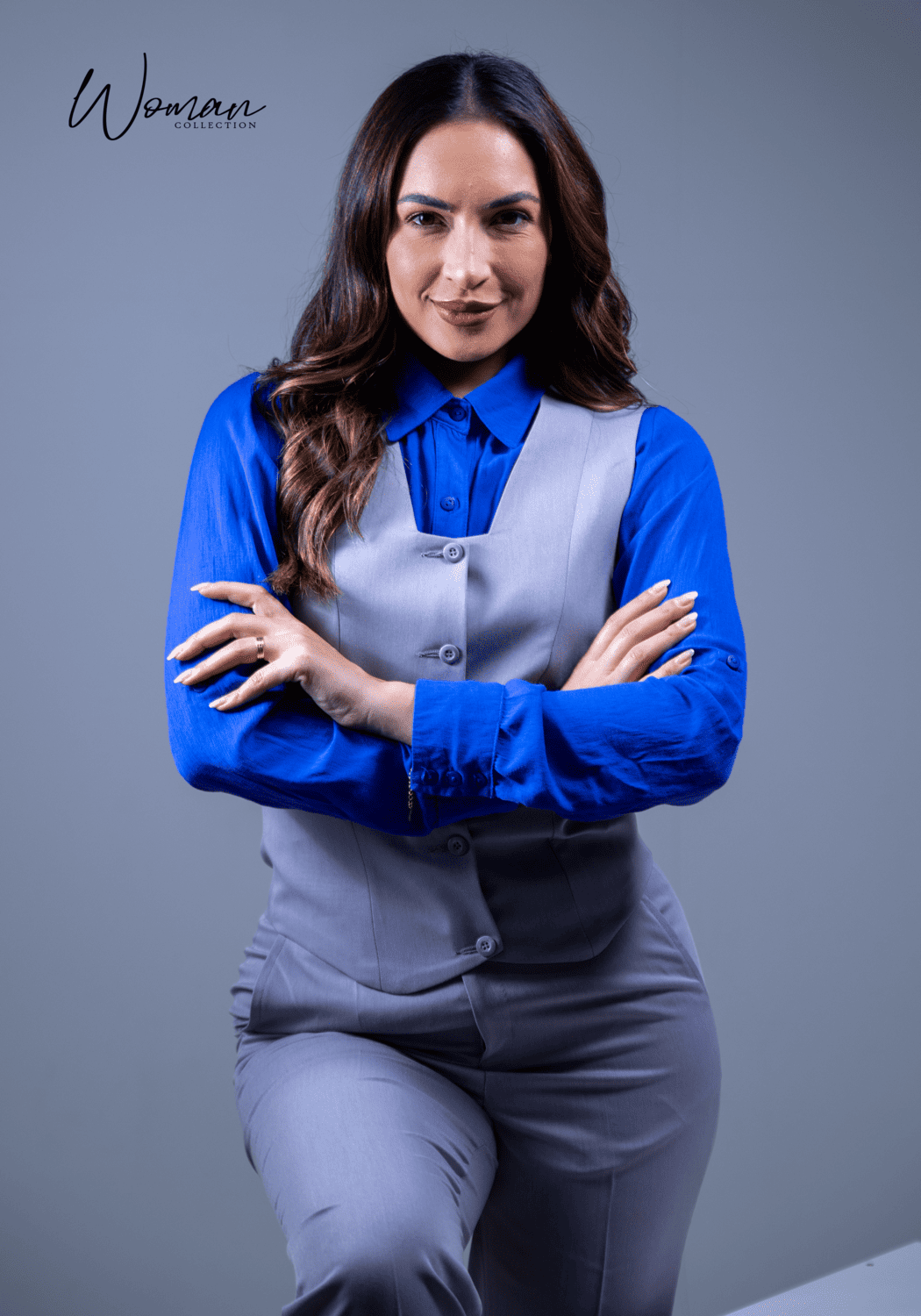 04 colete feminino de alfaiataria cinza fosco colecao cecilia