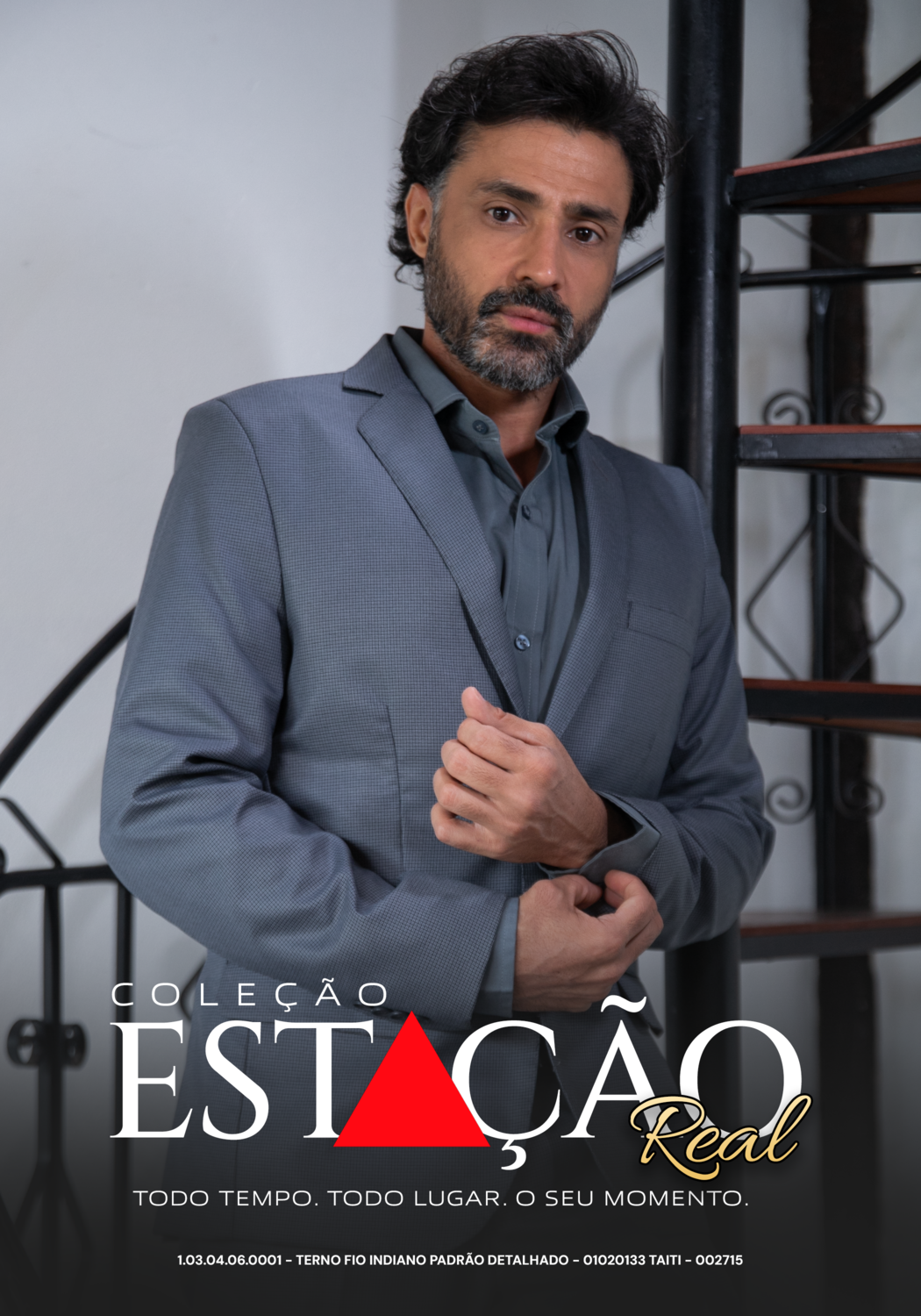 01 terno slim fio indiano chumbo taiti