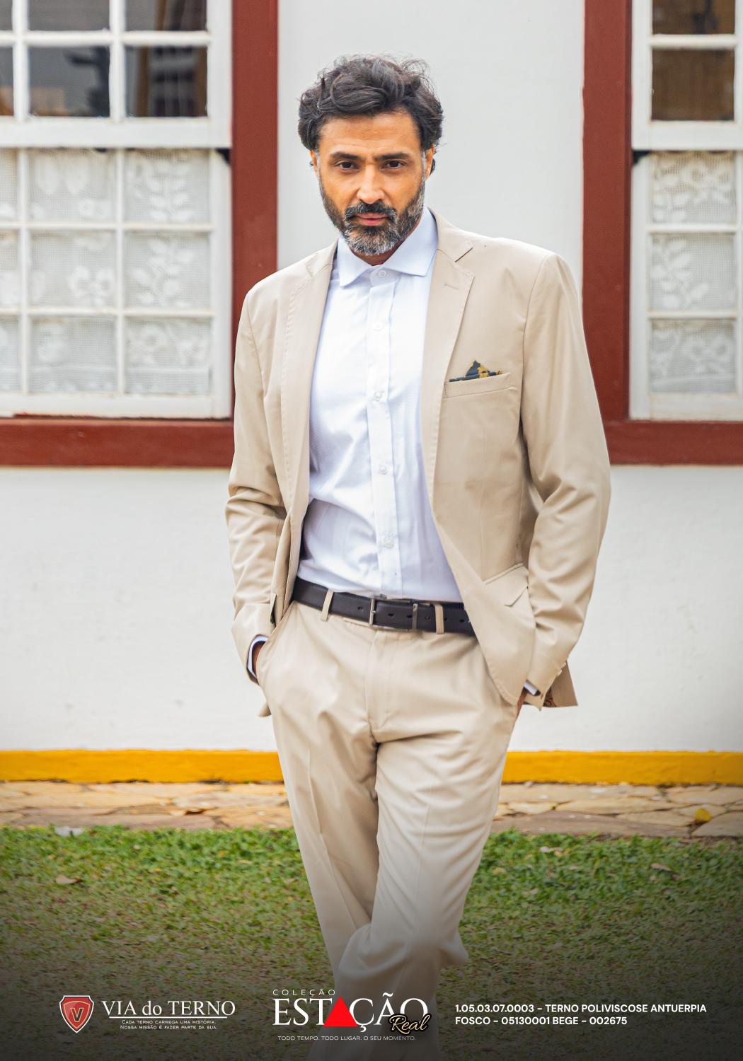 02 terno slim poliviscose bege fosco