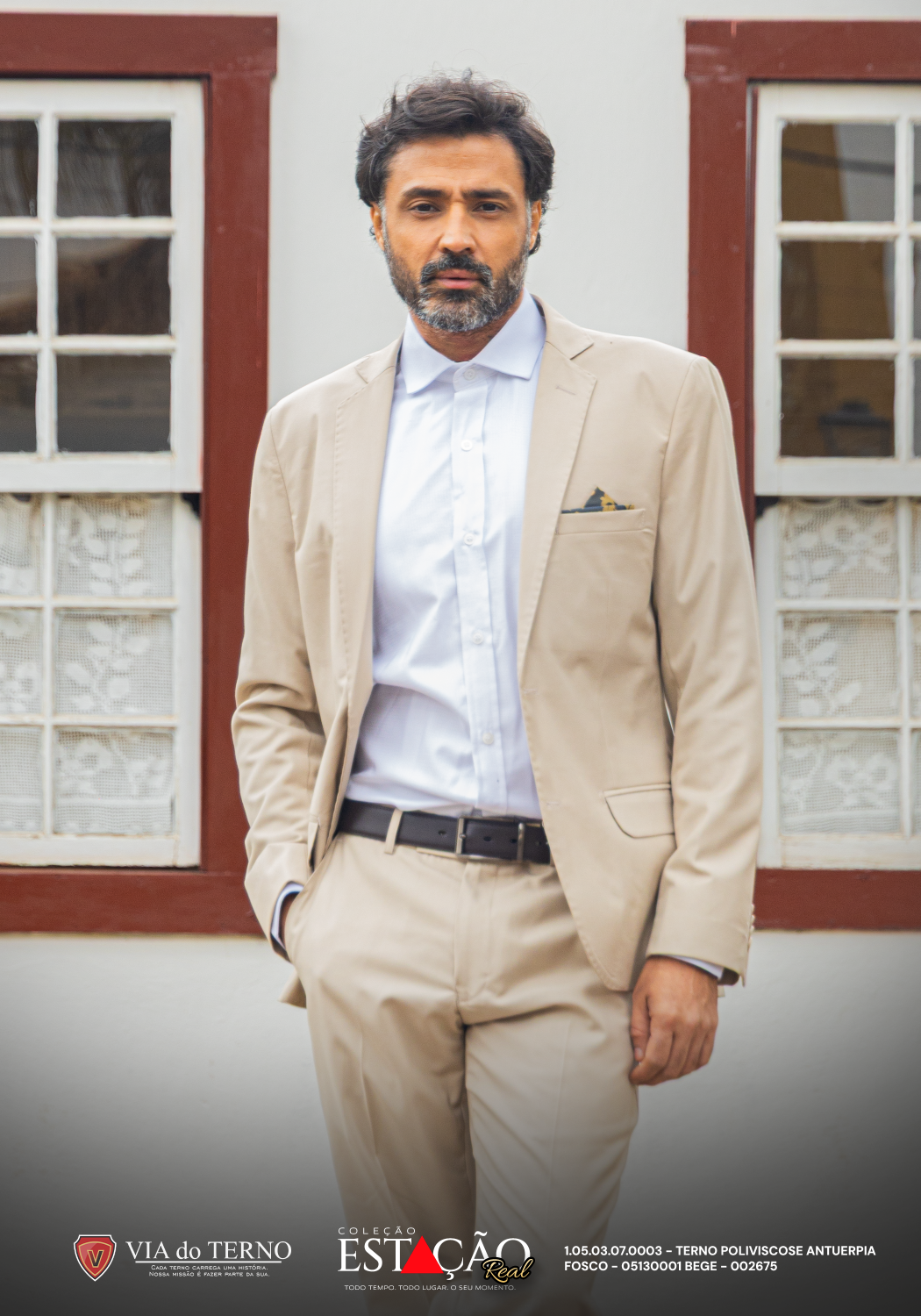 03 terno slim poliviscose bege fosco