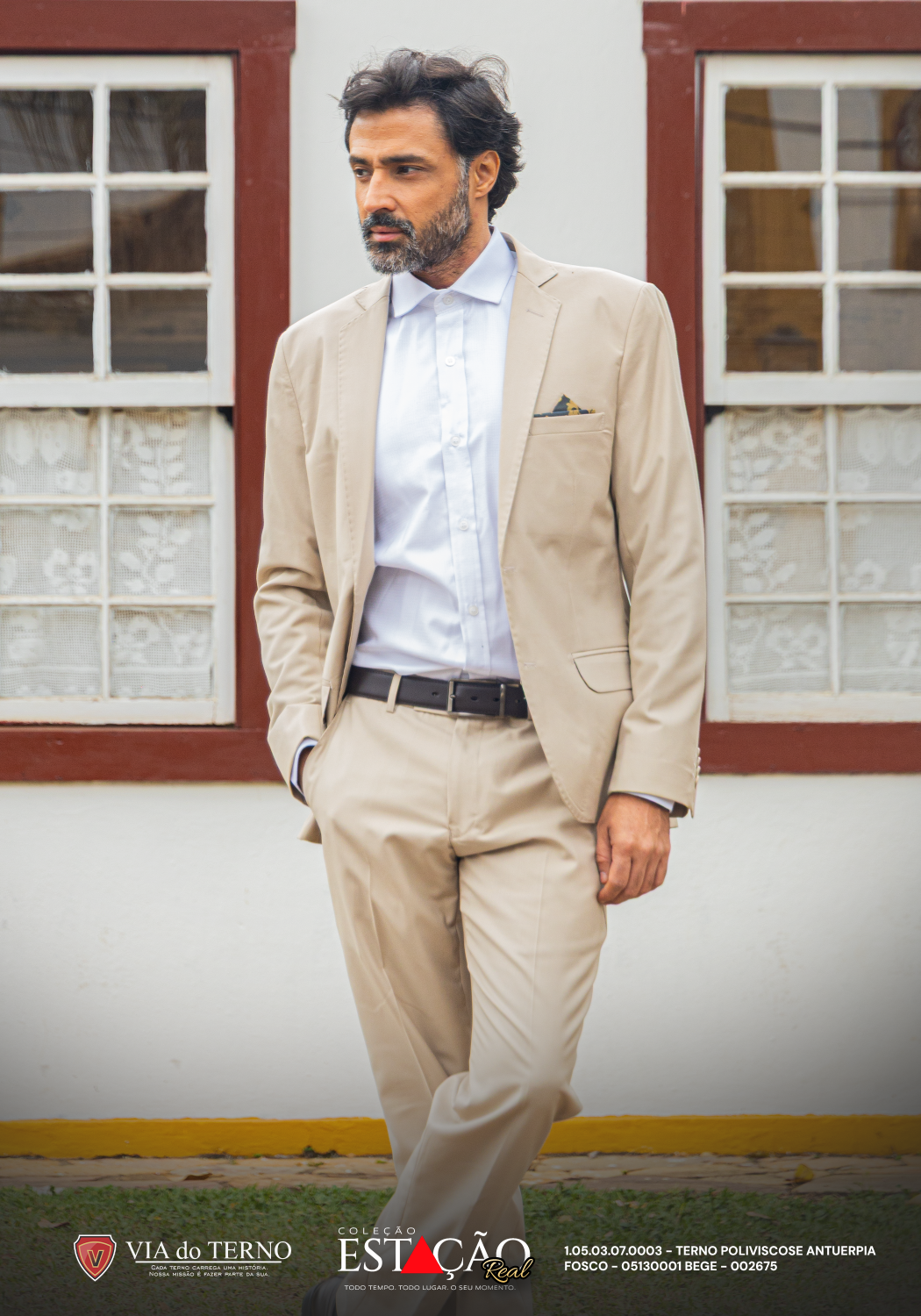 04 terno slim poliviscose bege fosco