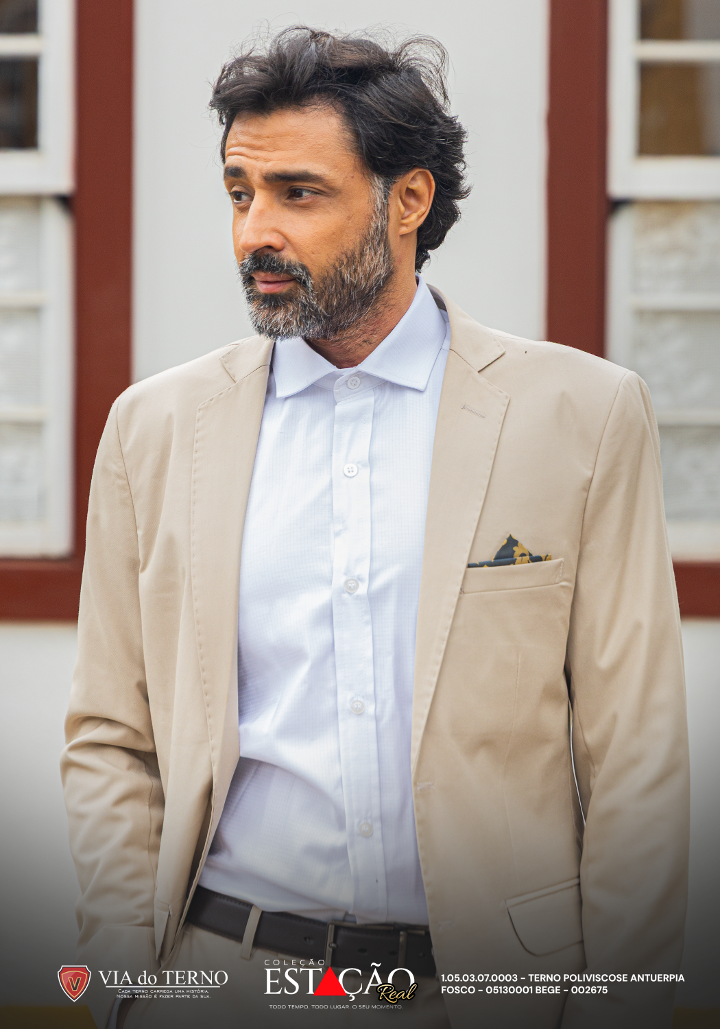 05 terno slim poliviscose bege fosco