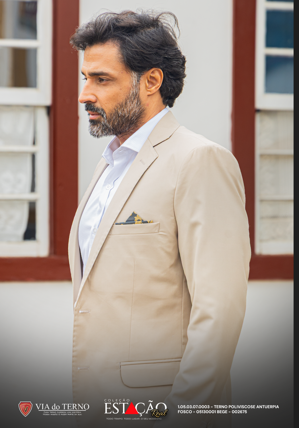 06 terno slim poliviscose bege fosco