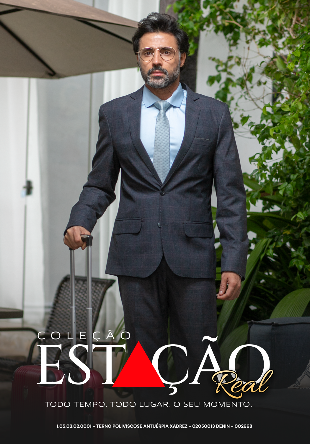 05 terno slim poliviscose xadrez denin