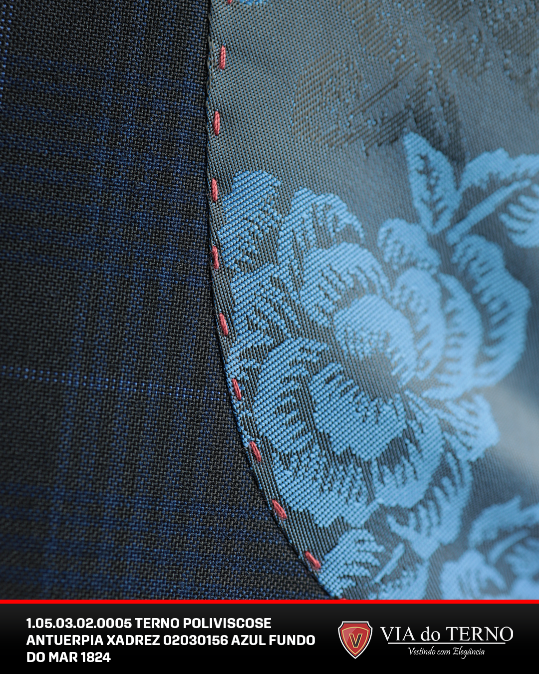 02 terno slim poliviscose xadrez azul fundo do mar