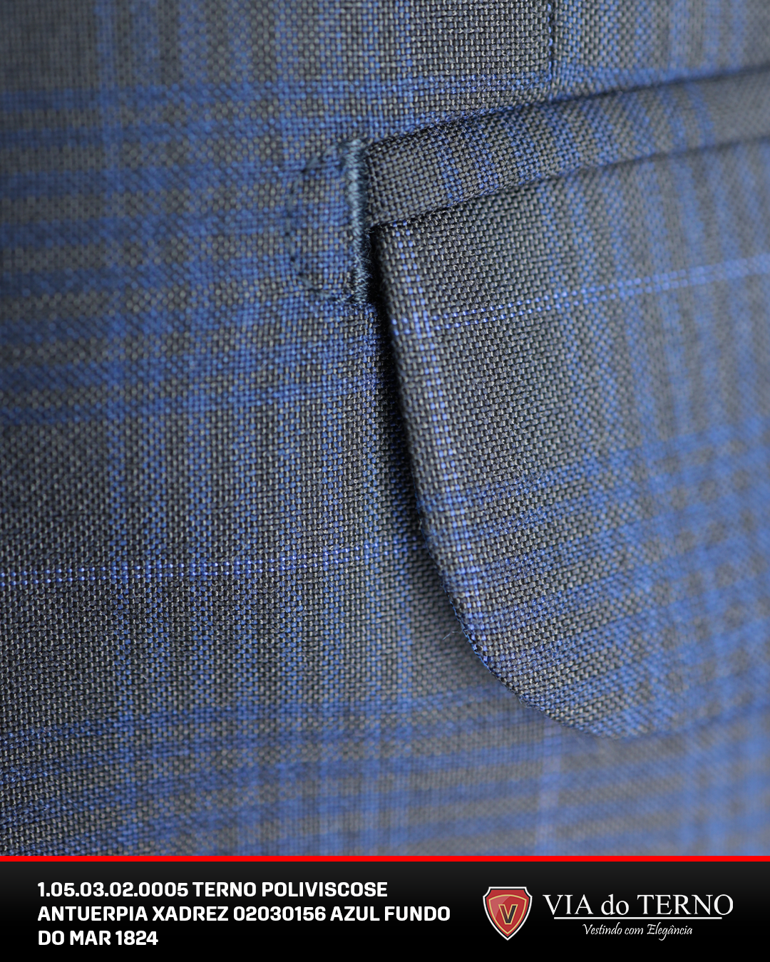 05 terno slim poliviscose xadrez azul fundo do mar