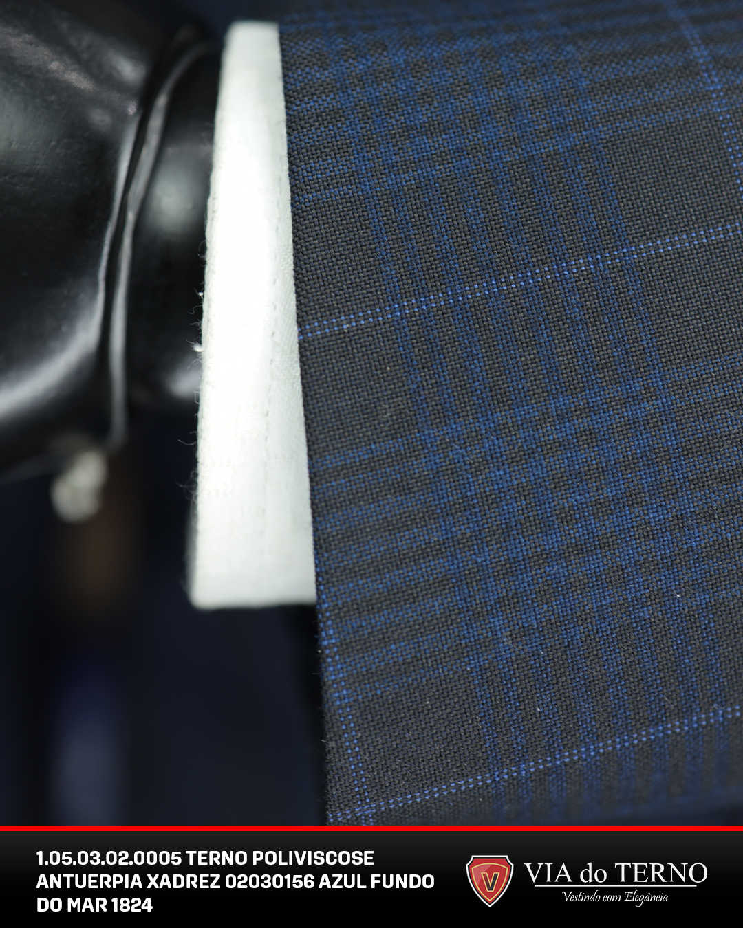 10 terno slim poliviscose xadrez azul fundo do mar