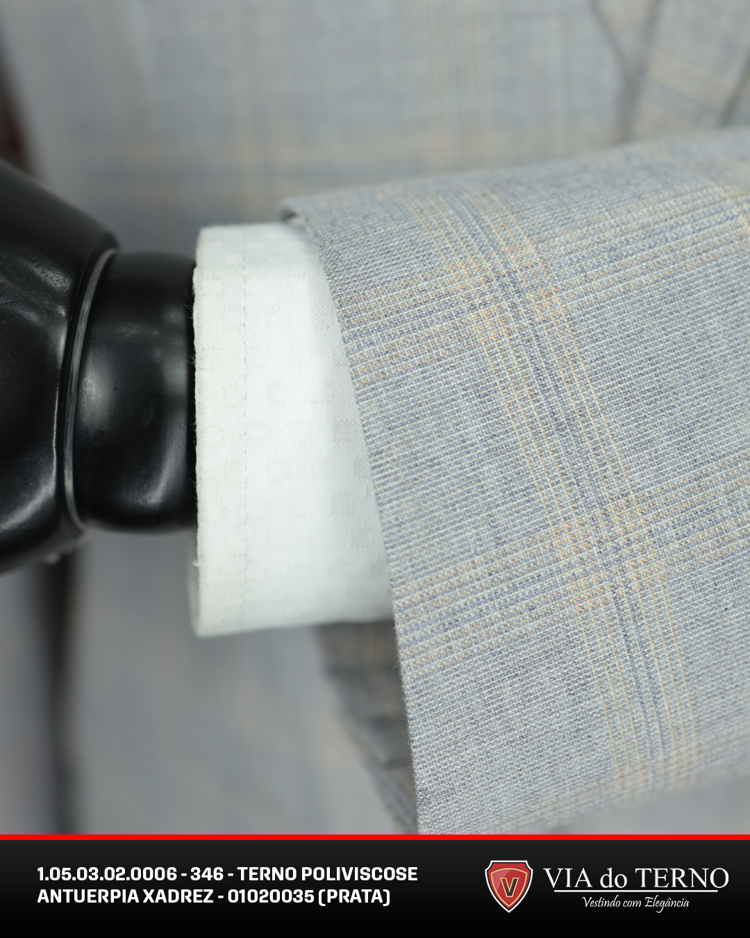 01 terno slim poliviscose xadrez prata