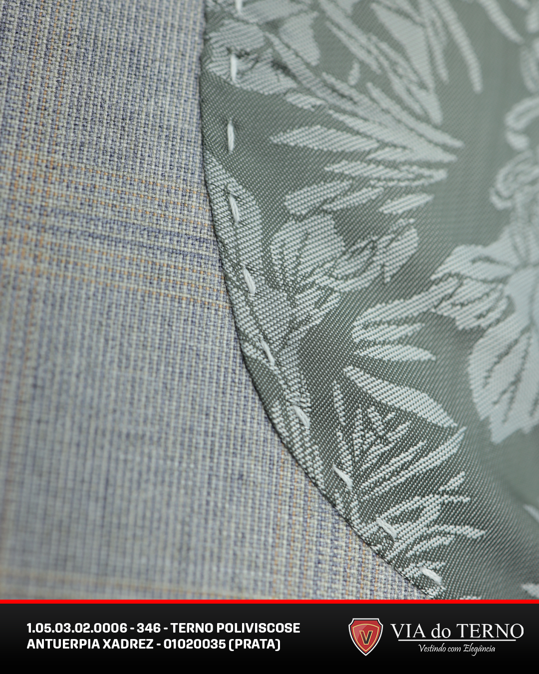 04 terno slim poliviscose xadrez prata