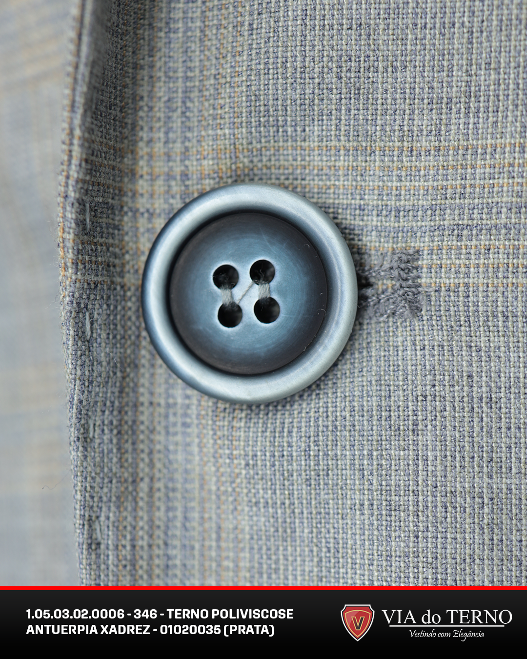 05 terno slim poliviscose xadrez prata