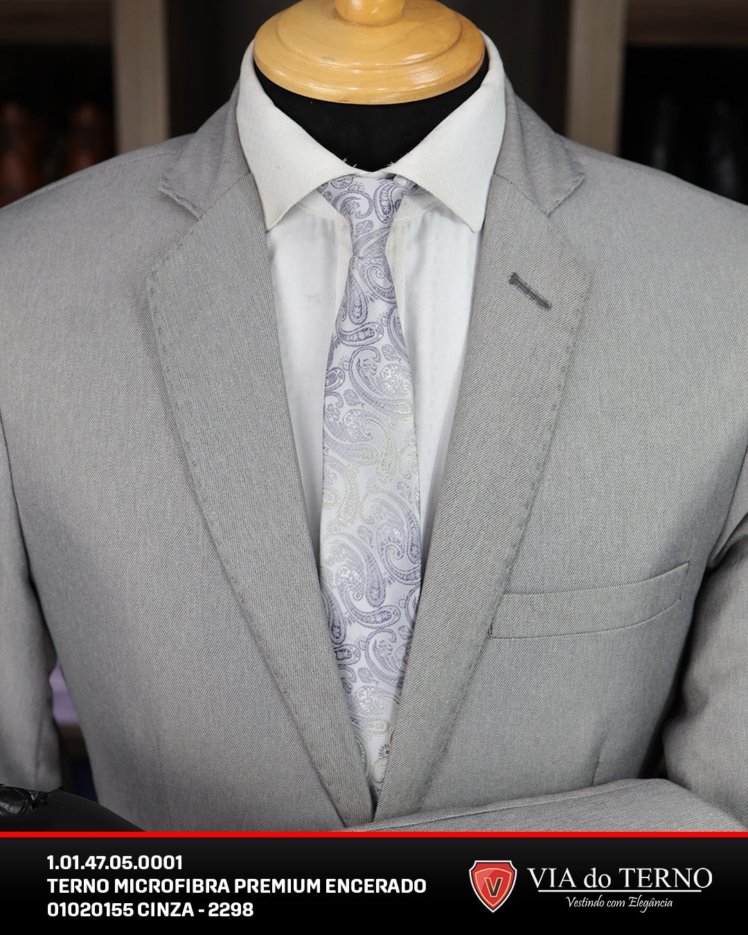 02 terno slim microfibra cinza premium
