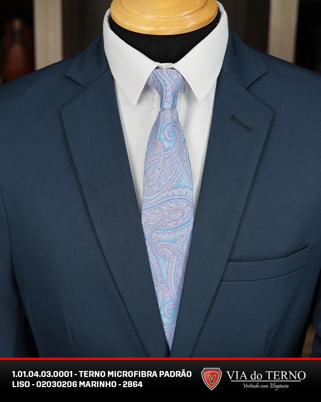 01 terno slim microfibra azul marinho liso
