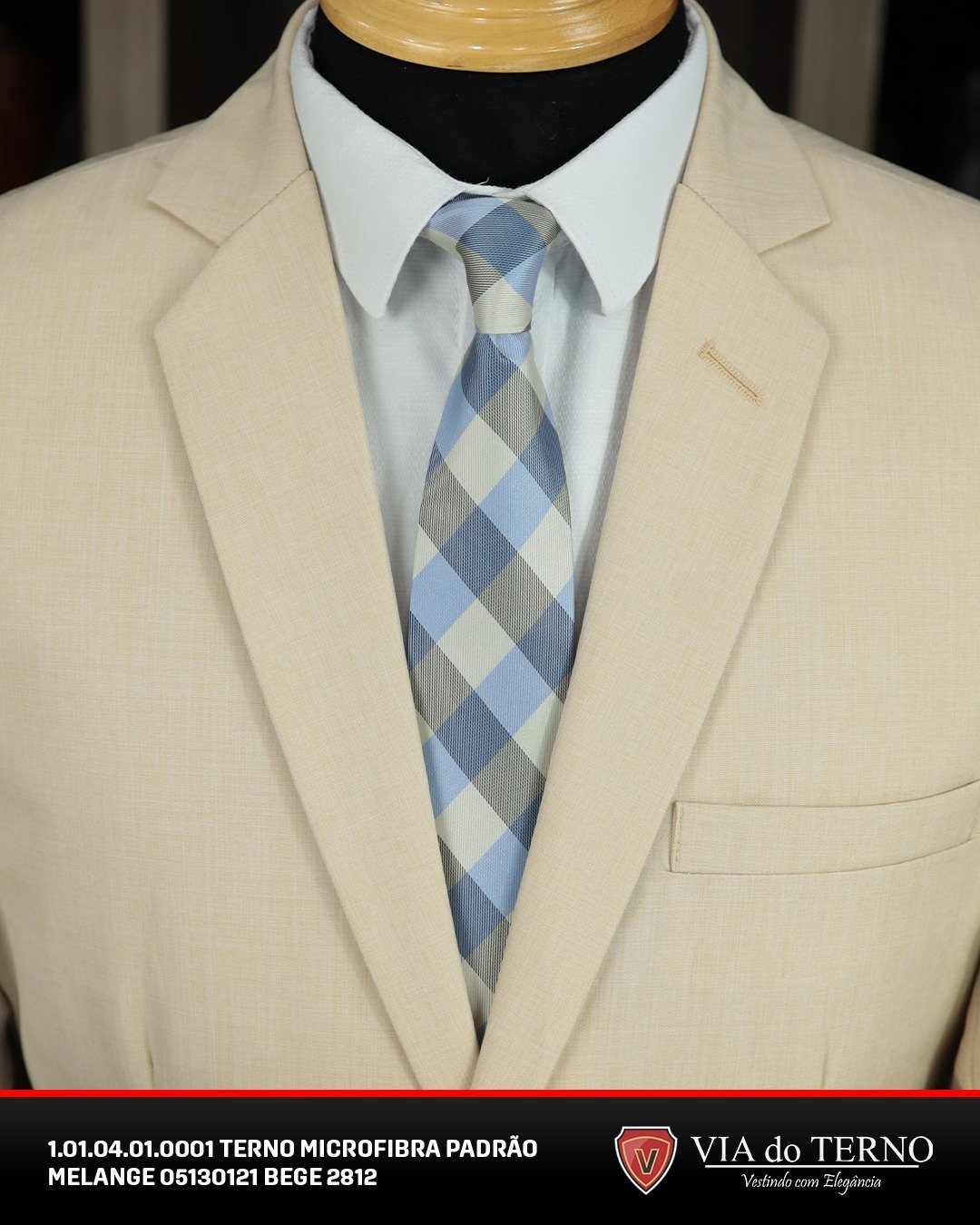 19 terno slim microfibra bege melange