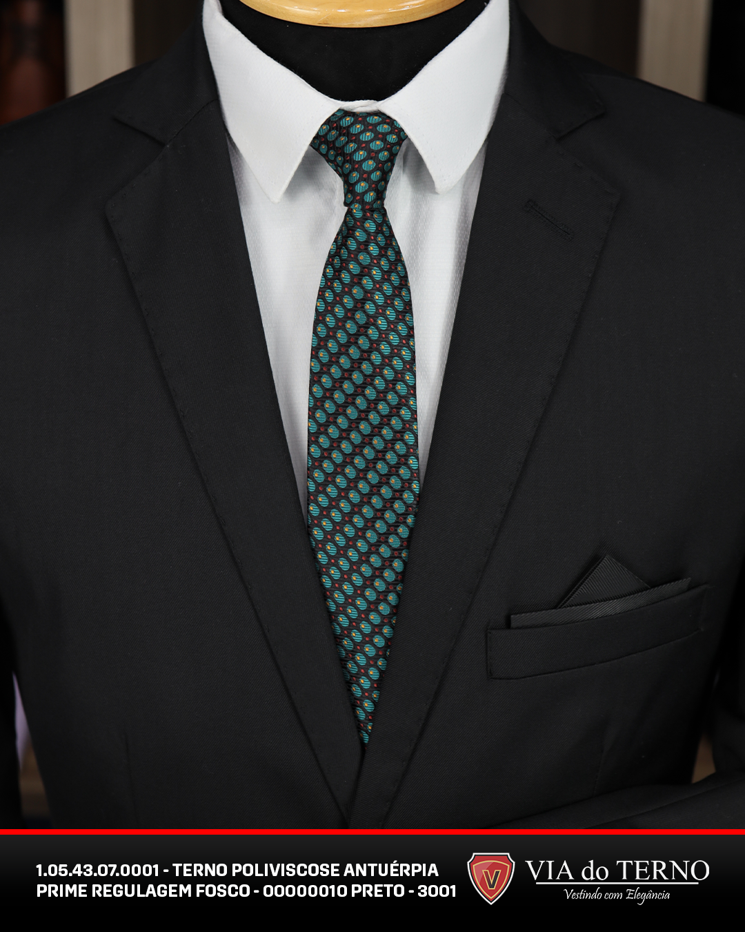 01 terno slim poliviscose preto fosco calca c regulagem