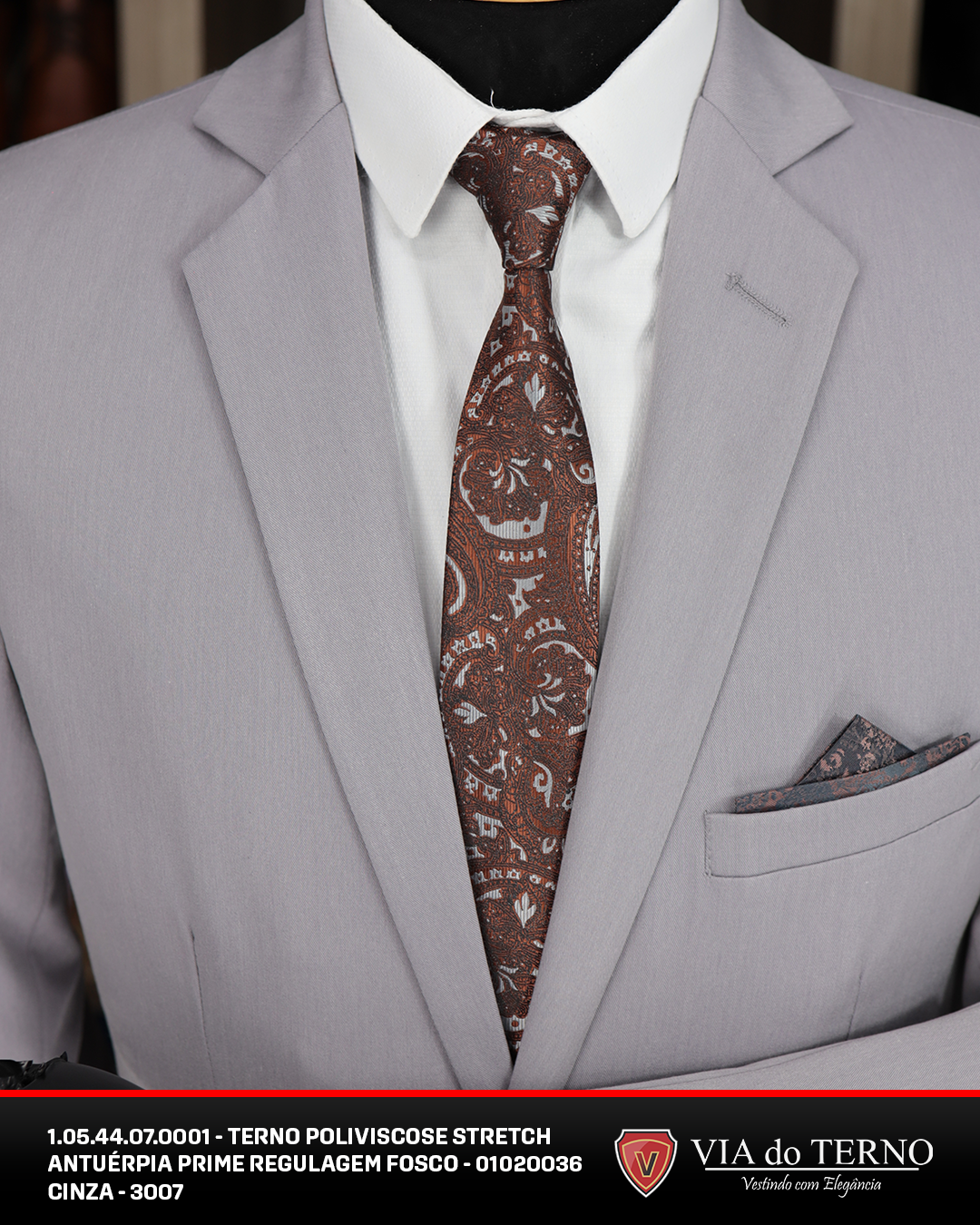 01 terno slim poliviscose cinza fosco calca c regulagem