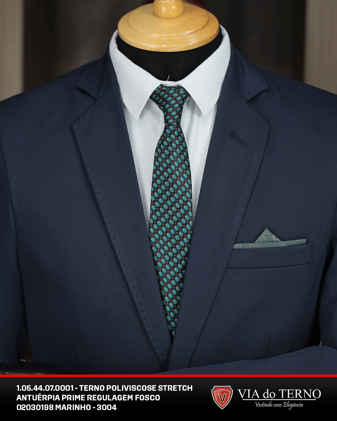 01 terno slim poliviscose azul marinho calca c regulagem