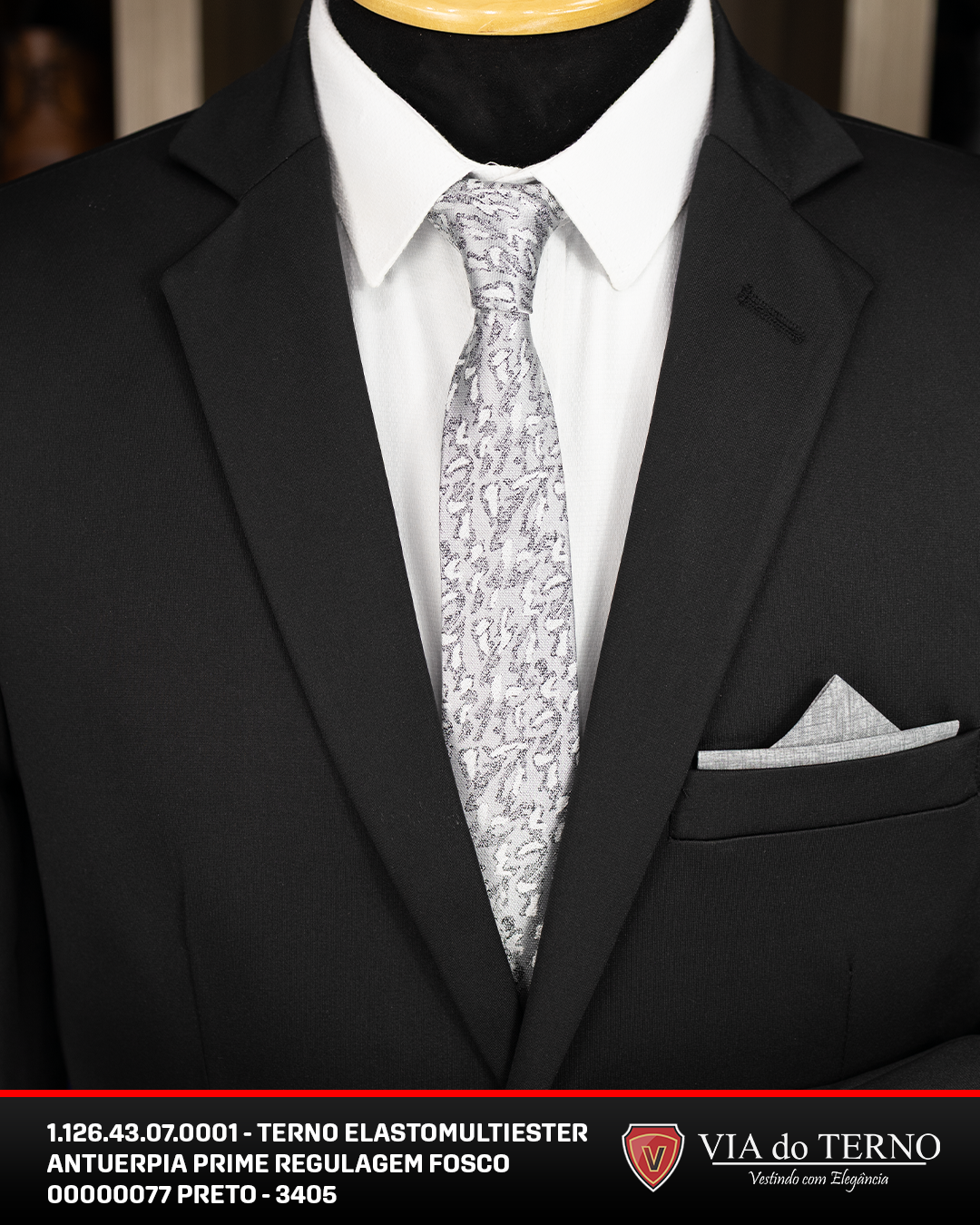 03 terno prime fit elasto multiester preto calca c regulagem