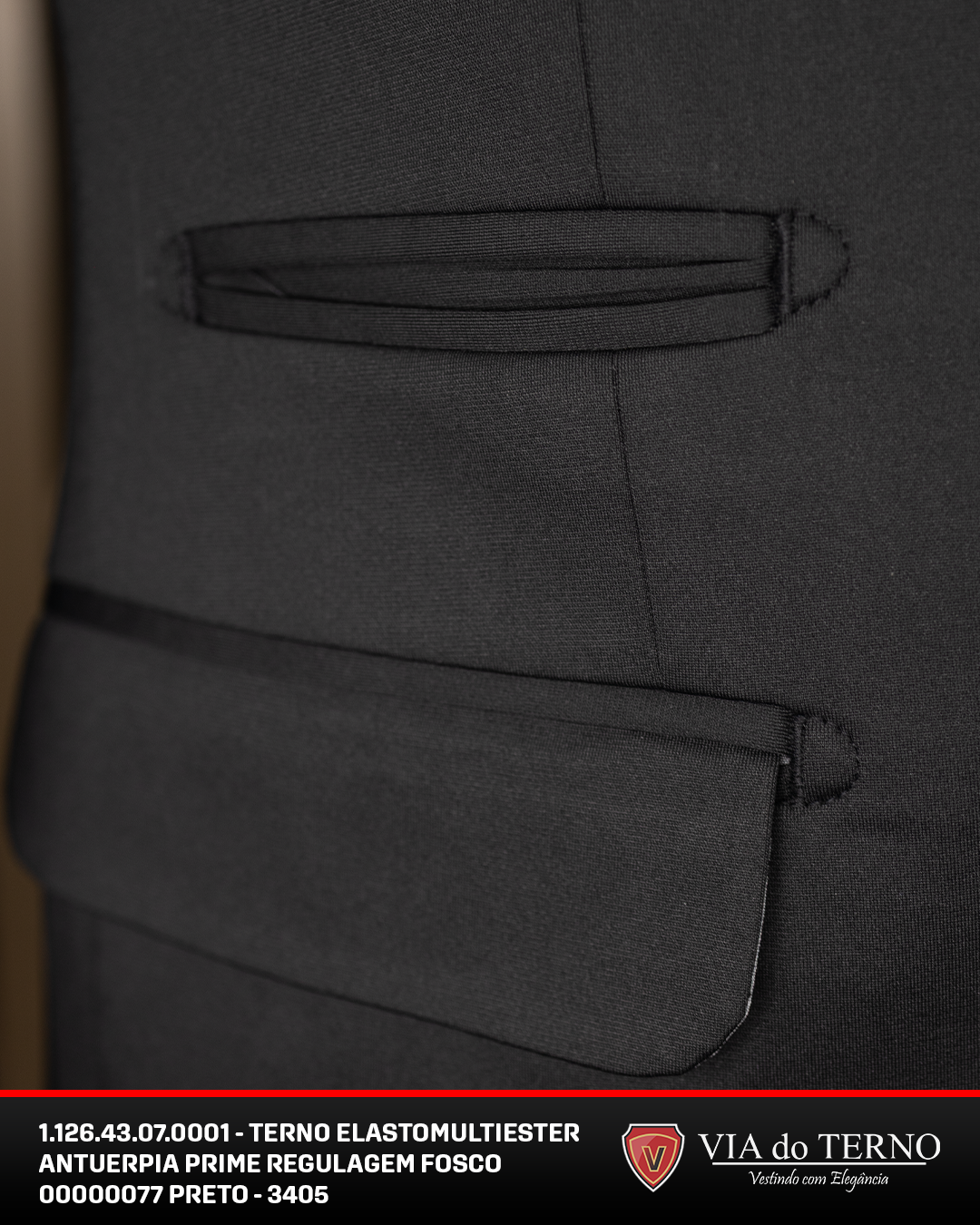 06 terno prime fit elasto multiester preto calca c regulagem
