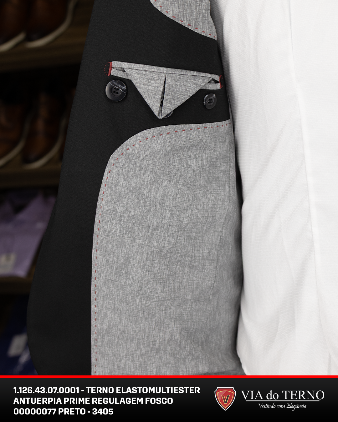 09 terno prime fit elasto multiester preto calca c regulagem