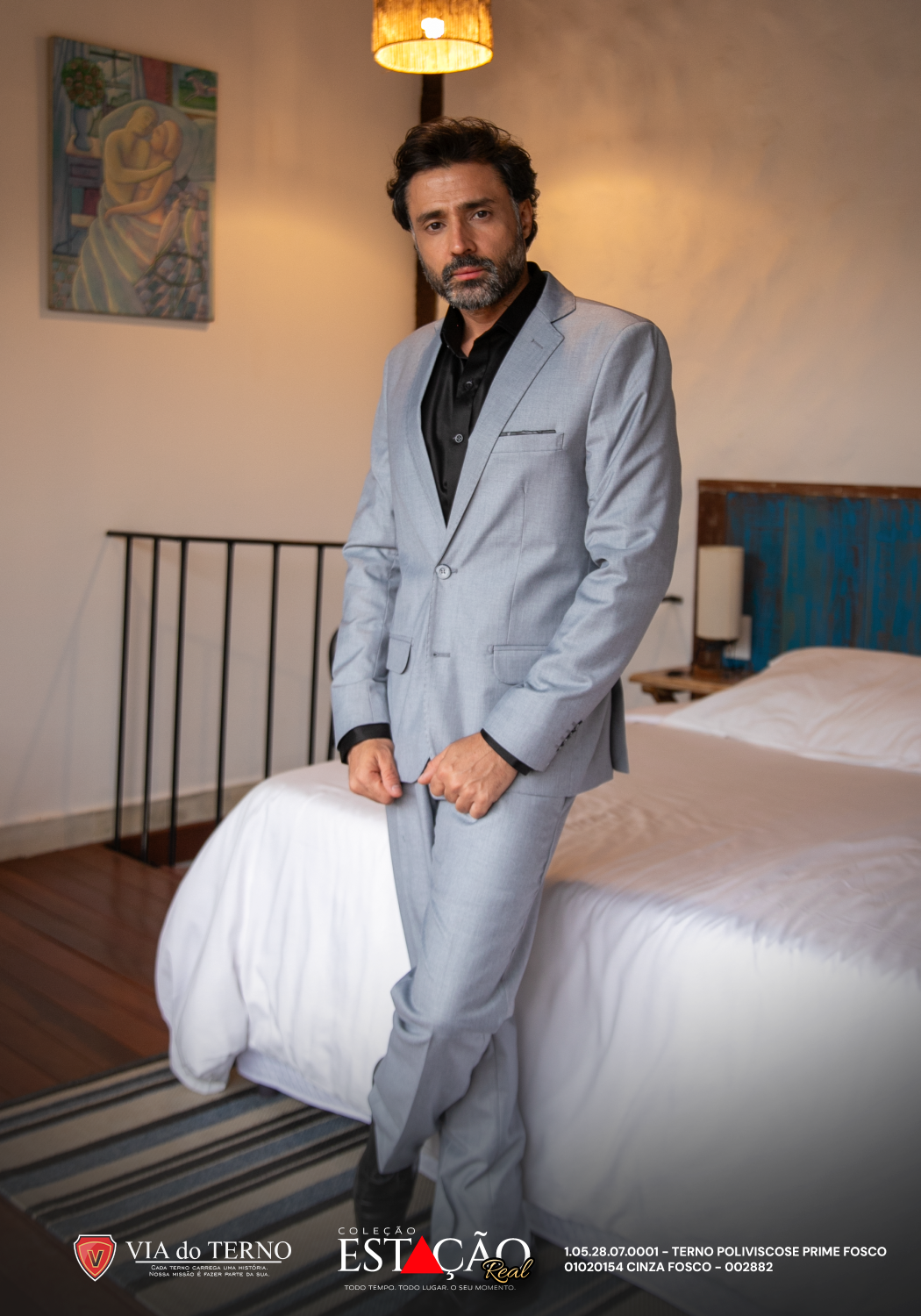 07 terno slim poliviscose colecao estacao real cinza fosco