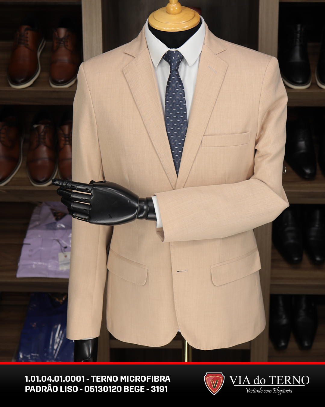 05 terno slim comfort bege microfibra