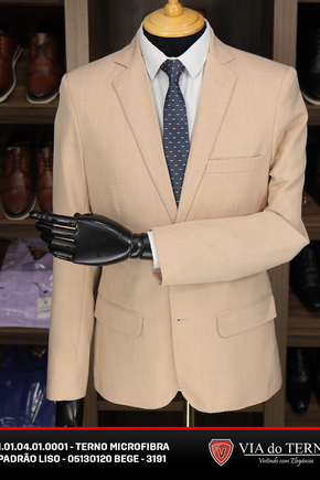 05 terno slim comfort bege microfibra