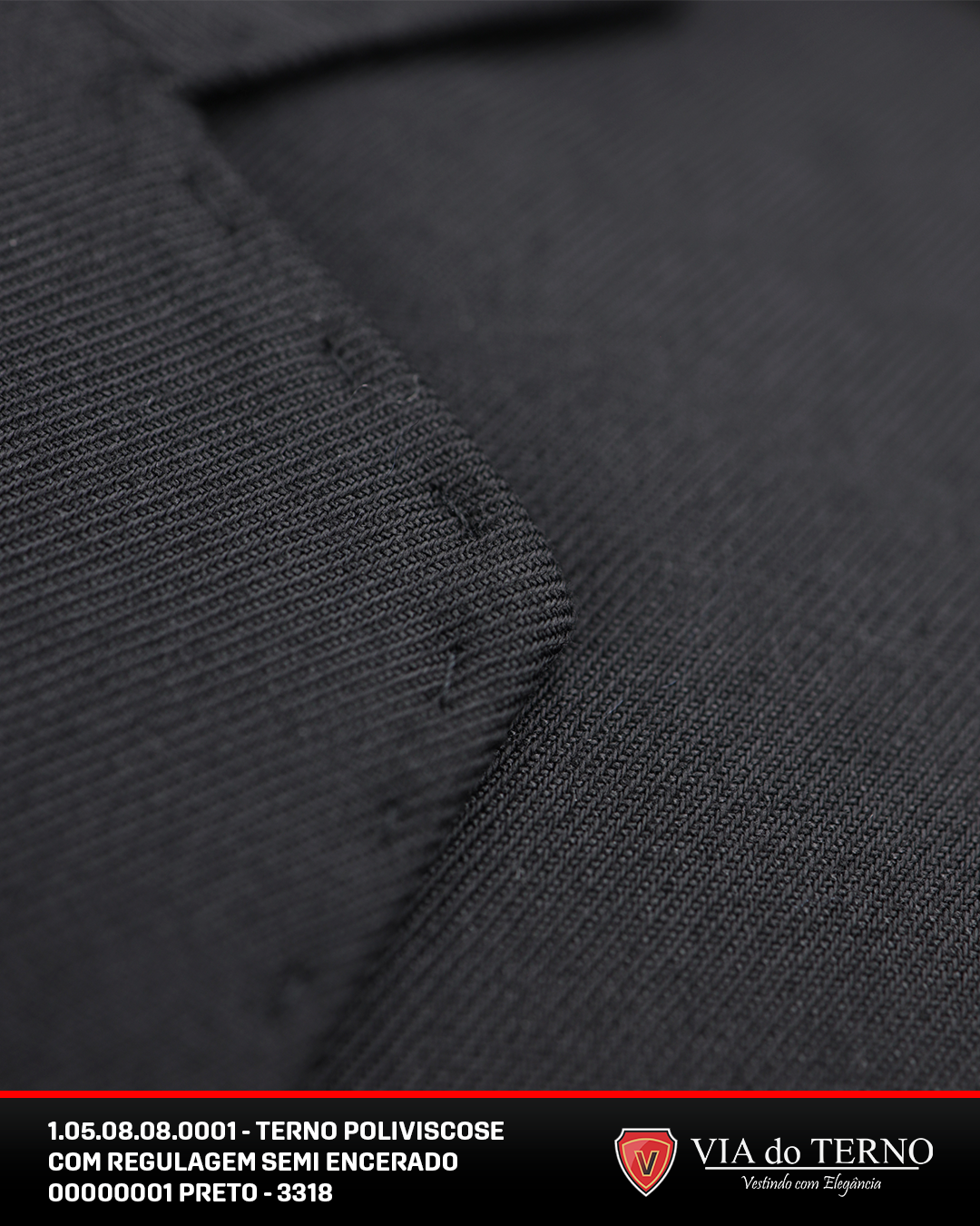 04 terno slim calca c regulagem preto semi encerado poliviscose